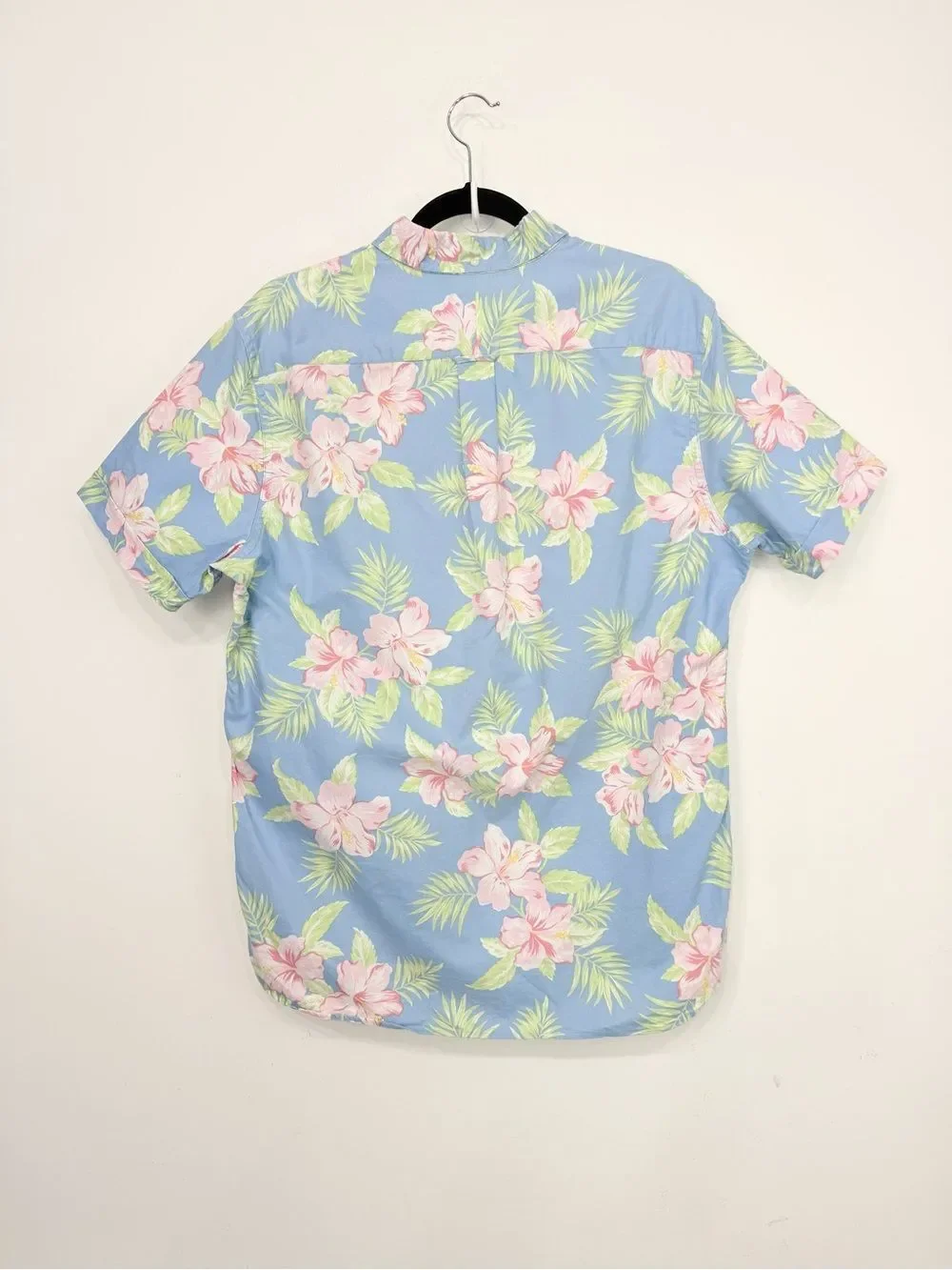 Ralph Lauren Light Blue Tropical Print 100% Cotton Short Sleeve Pullover Shirt